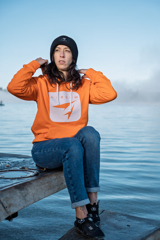 Sweat à Capuche Stroom - Orange signal (Unisexe - assemblé en France)